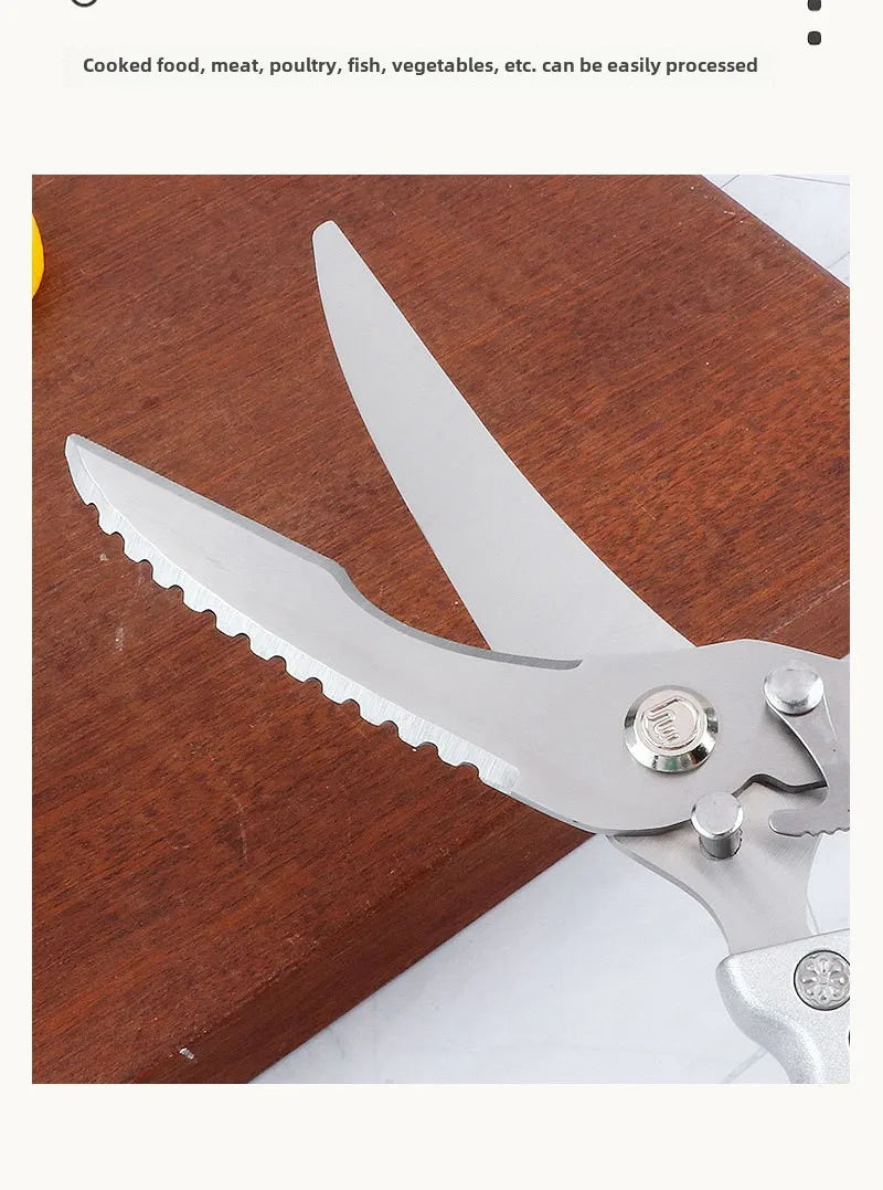 Tesoura de Cozinha Trinchante Multiuso em Aço Inoxidável