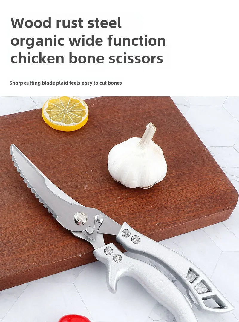 Tesoura de Cozinha Trinchante Multiuso em Aço Inoxidável