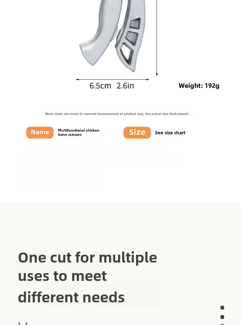 Tesoura de Cozinha Trinchante Multiuso em Aço Inoxidável