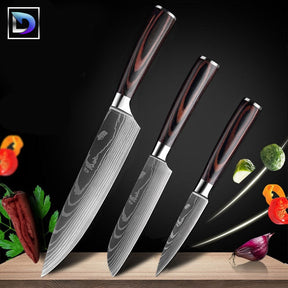 Nebula - Jogo de Facas Profissional Japonês 8" Acabamento Aço Damasco