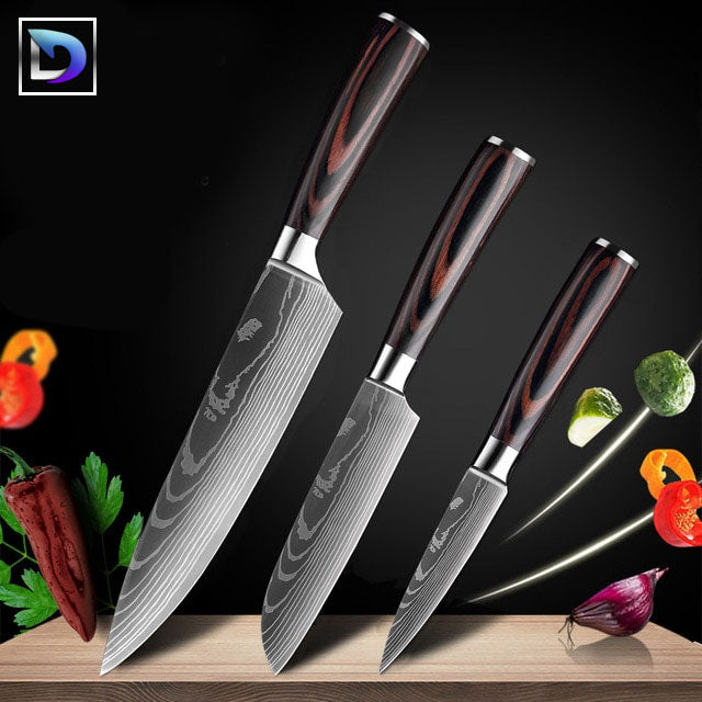 Nebula - Jogo de Facas Profissional Japonês 8" Acabamento Aço Damasco