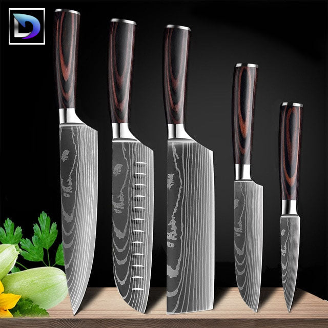 Nebula - Jogo de Facas Profissional Japonês 8" Acabamento Aço Damasco