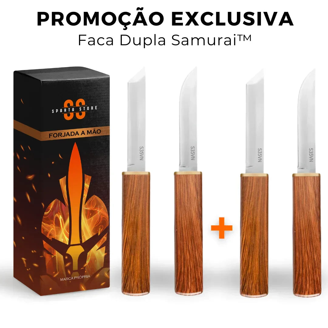Faca Dupla Samurai™  • 100% Forjada (+FRETE GRÁTIS)
