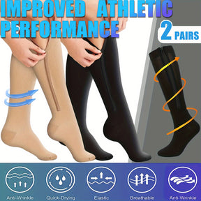 Meia de Alta Compressão Anti Varizes e Inchaço com Zíper