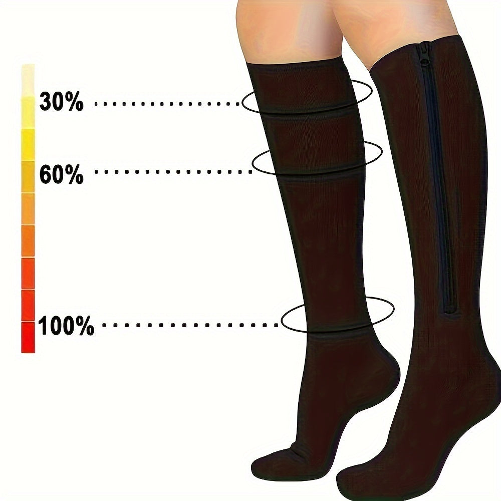 Meia de Alta Compressão Anti Varizes e Inchaço com Zíper