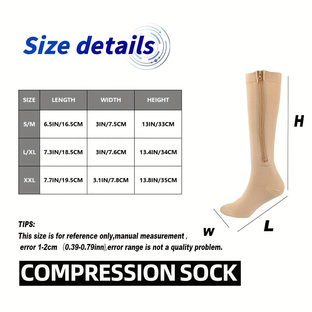 Meia de Alta Compressão Anti Varizes e Inchaço com Zíper