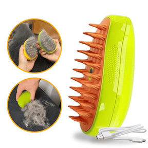 Escova a Vapor Recarregável 3 em 1 para Gatos – Limpeza Profunda e Conforto em Um Só Produto