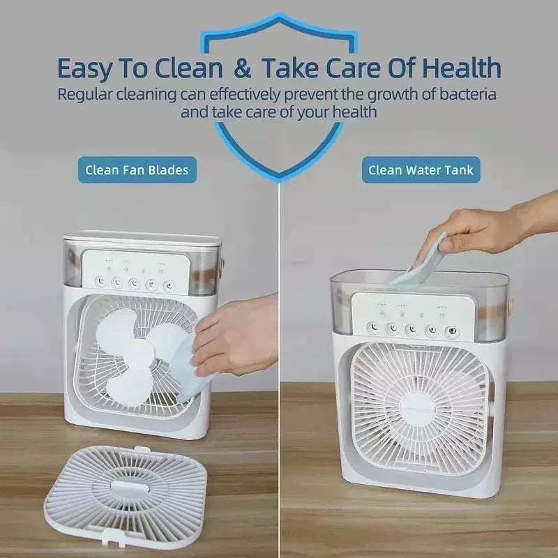 Ventilador Portátil com Iluminação Umidificador Climatizador