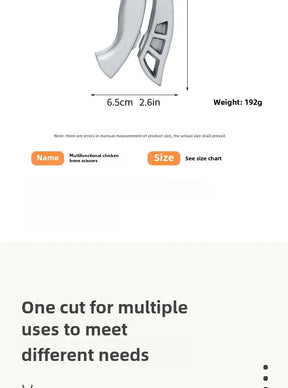 Tesoura de Cozinha Trinchante Multiuso em Aço Inoxidável
