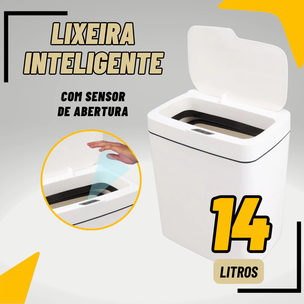 Lixeira Inteligente com Sensor Automática - Banheiro/Cozinha 14 Litros
