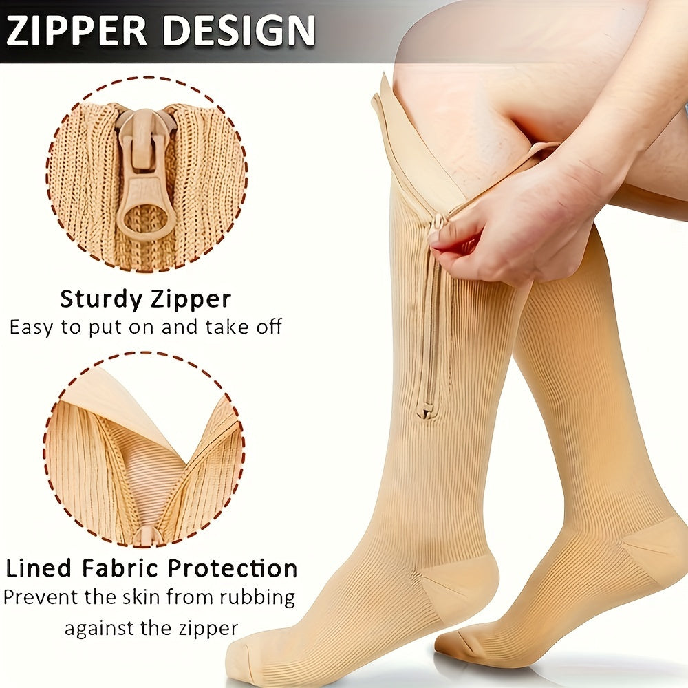 Meia de Alta Compressão Anti Varizes e Inchaço com Zíper