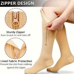 Meia de Alta Compressão Anti Varizes e Inchaço com Zíper