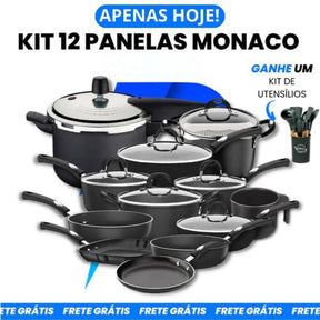 Jogo de Panelas Antiaderente 12 Panelas Monaco Red Edition + BRINDE